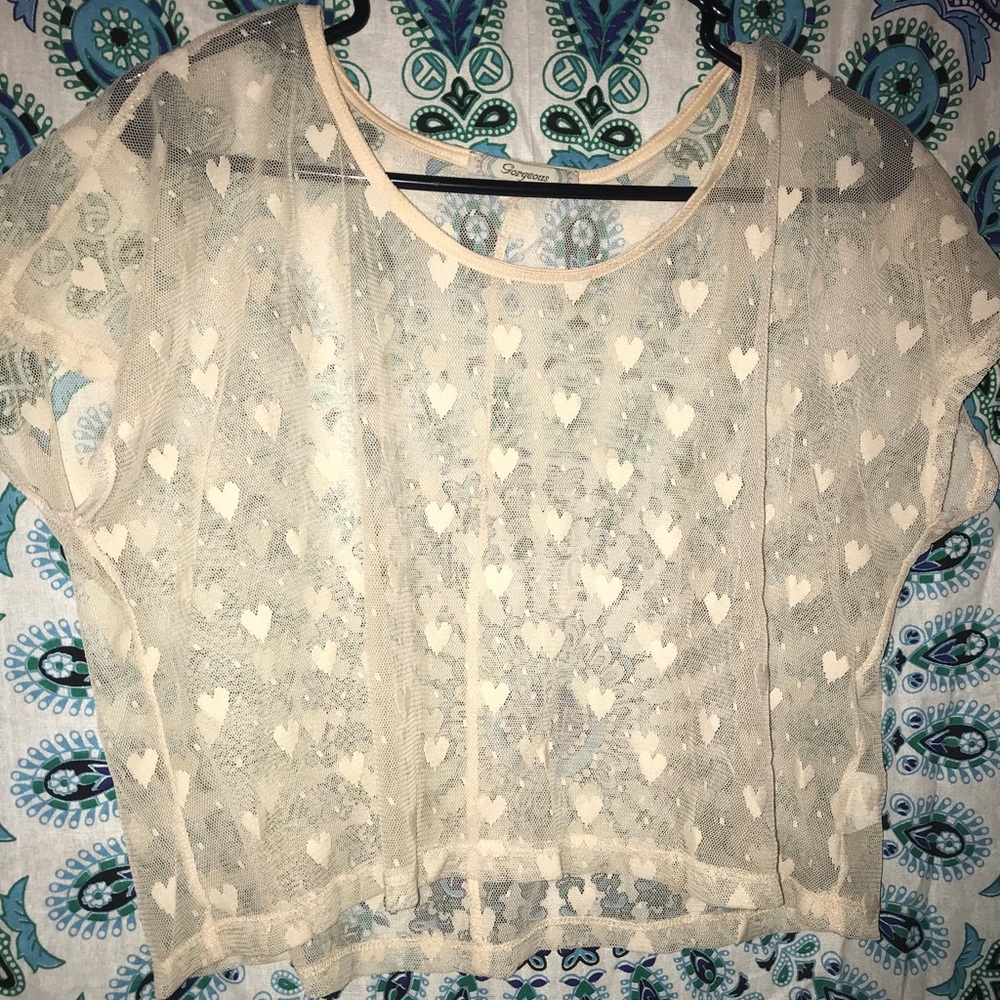 Mesh heart crop top